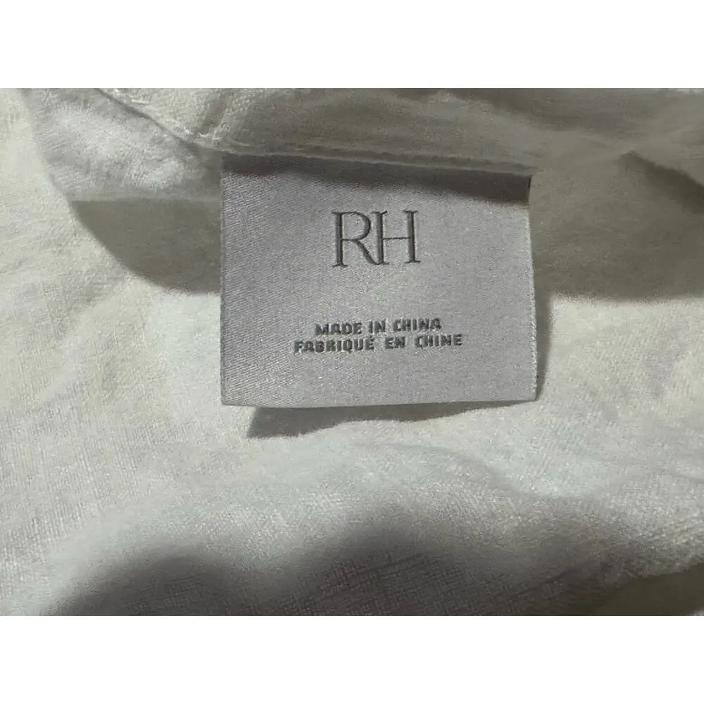 Restoration Hardware 2 100% Linen Belgian Pillow Case Shams Euro 26x26 White